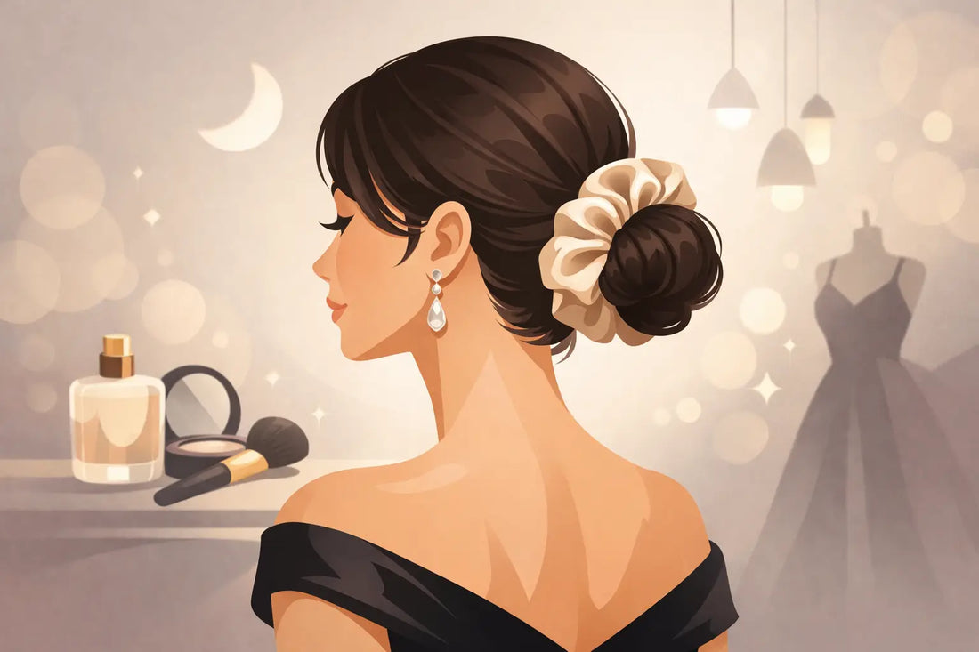 Satinscrunchie für elegante Abendlooks stylen