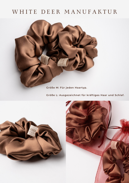 Satin-Scrunchie Bronze – Produktinformation und Stylingübersicht